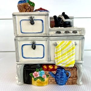 Vintage 1993 Fitz and Floyd Country Stove Bunny Jar